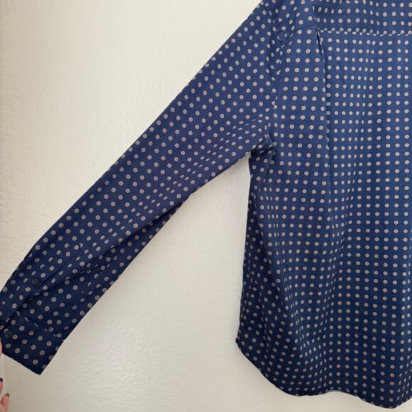 EXPRESS Mens Blue Pattern Dress Shirt Button Up Work Office Club Formal Size XL - Picture 8 of 10